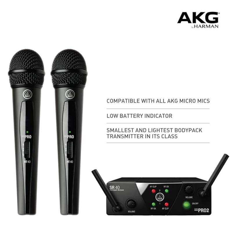 AKG WMS40 Mini Dual Vocal Set US45A/C Wireless Microphone System AKG WMS40 Mini Dual Vocal Set US45A/C Wireless Microphone System