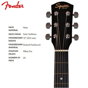 Fender Squier Acoustic Guitar Cutaway Electronics SA-105CE Natural 930307021