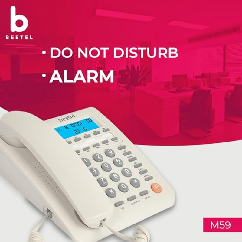 Beetel M59 Caller ID Corded Landline Phone with 16 Digit LCD Display & Adjustable contrast,10 One Touch Memory Buttons,2Ways Speaker Phone,Music On Hold,Solid Build Quality,Classic Design (White)(M59) Beetel M59 Caller ID Corded Landline Phone with 16 Digit LCD Display & Adjustable contrast,10 One Touch Memory Buttons,2Ways Speaker Phone,Music On Hold,Solid Build Quality,Classic Design (White)(M59)