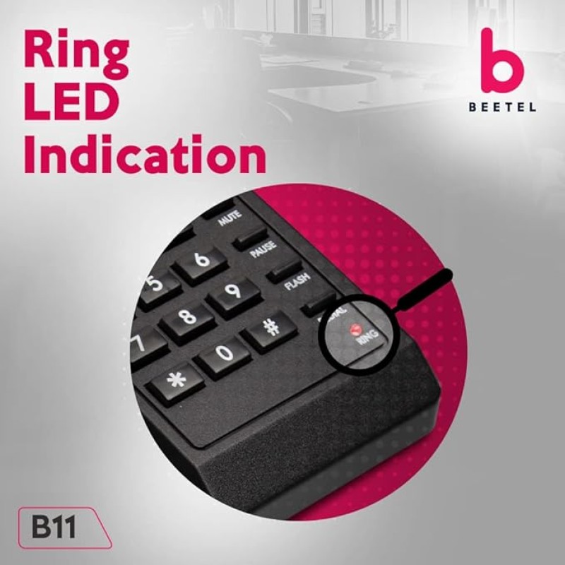 Beetel B11 Corded Landline Phone, Ringer Volume Control, LED for Ring Indication, Wall/Desk Mountable, Classic Design, Clear Call Quality, Mute/Pause/Flash/Redial Function (Made in India)(Black)(B11) Beetel B11 Corded Landline Phone, Ringer Volume Control, LED for Ring Indication, Wall/Desk Mountable, Classic Design, Clear Call Quality, Mute/Pause/Flash/Redial Function (Made in India)(Black)(B11)