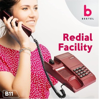 Beetel B11 Corded Landline Phone, Ringer Volume Control, LED for Ring Indication, Wall/Desk Mountable, Classic Design,Clear Call Quality,Mute/Pause/Flash/Redial Function (Made In India)(Dark Red)(B11)