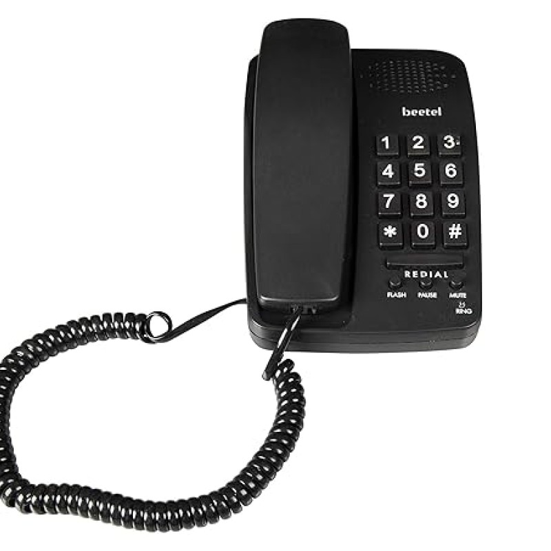 Beetel B15 Corded Landline Phone,Ringer Volume Control,LED Ring Indication,Wall/Desk Mountable,Bold Buttons Design,Clear Call Quality,Mute/Pause/Flash/Redial Function (Made in India)(Black)(B15) Beetel B15 Corded Landline Phone,Ringer Volume Control,LED Ring Indication,Wall/Desk Mountable,Bold Buttons Design,Clear Call Quality,Mute/Pause/Flash/Redial Function (Made in India)(Black)(B15)
