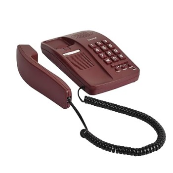 Beetel B15 Corded Landline Phone,Ringer Volume Control,LED Ring Indication,Wall/Desk Mountable,Bold Buttons Design,Clear Call Quality,Mute/Pause/Flash/Redial Function (Made in India)(Dark Red)(B15)