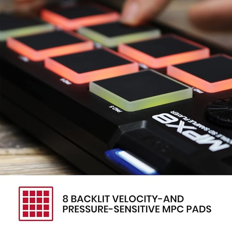 Akai Professional MPX8 |Portable Sample Pad Controller with Velocity-Sensitive Pads, MIDI Connectivi Akai Professional MPX8 |Portable Sample Pad Controller with Velocity-Sensitive Pads, MIDI Connectivi