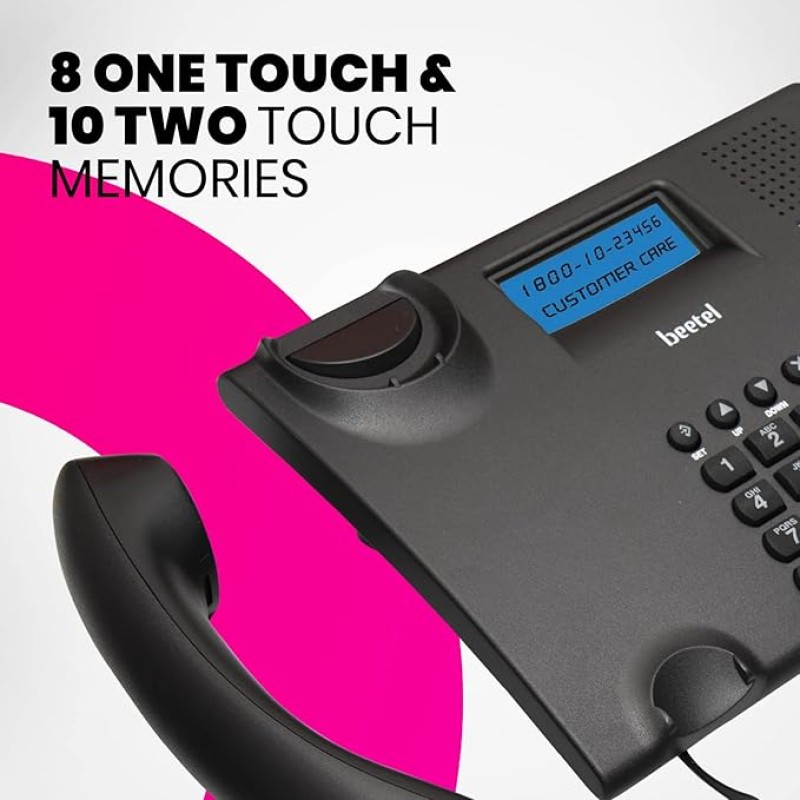 Beetel M90N Caller Id Corded Landline Phone with 16 Digit LCD Display,Fsk/Dtmf Compatable Caller N Id,8 Direct One Touch & 10 Two Touch Memory,Volume Control for Speaker Phone,Music On Hold (Black) Beetel M90N Caller Id Corded Landline Phone with 16 Digit LCD Display,Fsk/Dtmf Compatable Caller N Id,8 Direct One Touch & 10 Two Touch Memory,Volume Control for Speaker Phone,Music On Hold (Black)