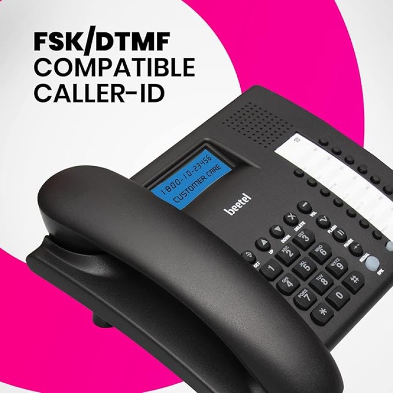 Beetel M90N Caller Id Corded Landline Phone with 16 Digit LCD Display,Fsk/Dtmf Compatable Caller N Id,8 Direct One Touch & 10 Two Touch Memory,Volume Control for Speaker Phone,Music On Hold (Black) Beetel M90N Caller Id Corded Landline Phone with 16 Digit LCD Display,Fsk/Dtmf Compatable Caller N Id,8 Direct One Touch & 10 Two Touch Memory,Volume Control for Speaker Phone,Music On Hold (Black)