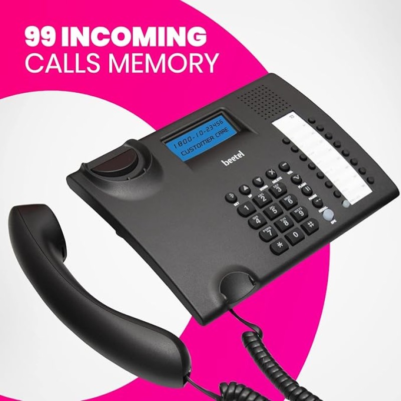 Beetel M90N Caller Id Corded Landline Phone with 16 Digit LCD Display,Fsk/Dtmf Compatable Caller N Id,8 Direct One Touch & 10 Two Touch Memory,Volume Control for Speaker Phone,Music On Hold (Black) Beetel M90N Caller Id Corded Landline Phone with 16 Digit LCD Display,Fsk/Dtmf Compatable Caller N Id,8 Direct One Touch & 10 Two Touch Memory,Volume Control for Speaker Phone,Music On Hold (Black)