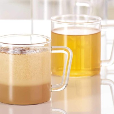 Borosil Vision 6 Pcs Tea n Coffee Borosillicate Glass 190 ml Classic Mug Set | Microwave Safe, Scratch Resistance, Lightweight | for Chai, Green Tea, Milk | Transparent