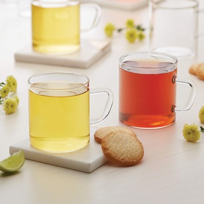 Borosil Vision 6 Pcs Tea n Coffee Borosillicate Glass 190 ml Classic Mug Set | Microwave Safe, Scratch Resistance, Lightweight | for Chai, Green Tea, Milk | Transparent