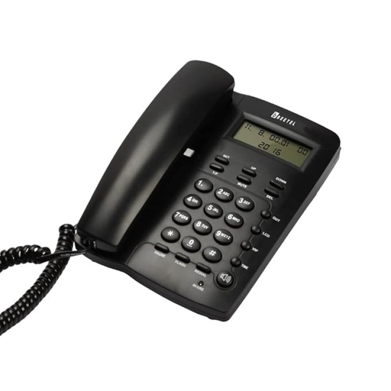 Beetel M56 Caller ID Corded Landline Phone with 16 Digit LCD Display & Adjustable Contrast,2Ways Speaker Phone, 30 Incoming and 5 Outgoing Memory, Solid Build Quality,Classic Design (Black)(M56) Beetel M56 Caller ID Corded Landline Phone with 16 Digit LCD Display & Adjustable Contrast,2Ways Speaker Phone, 30 Incoming and 5 Outgoing Memory, Solid Build Quality,Classic Design (Black)(M56)
