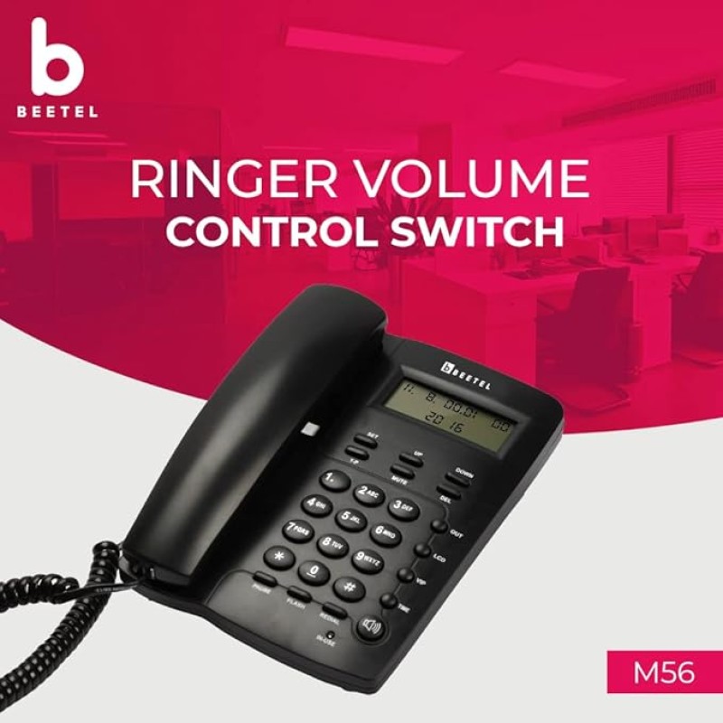 Beetel M56 Caller ID Corded Landline Phone with 16 Digit LCD Display & Adjustable Contrast,2Ways Speaker Phone, 30 Incoming and 5 Outgoing Memory, Solid Build Quality,Classic Design (Black)(M56) Beetel M56 Caller ID Corded Landline Phone with 16 Digit LCD Display & Adjustable Contrast,2Ways Speaker Phone, 30 Incoming and 5 Outgoing Memory, Solid Build Quality,Classic Design (Black)(M56)