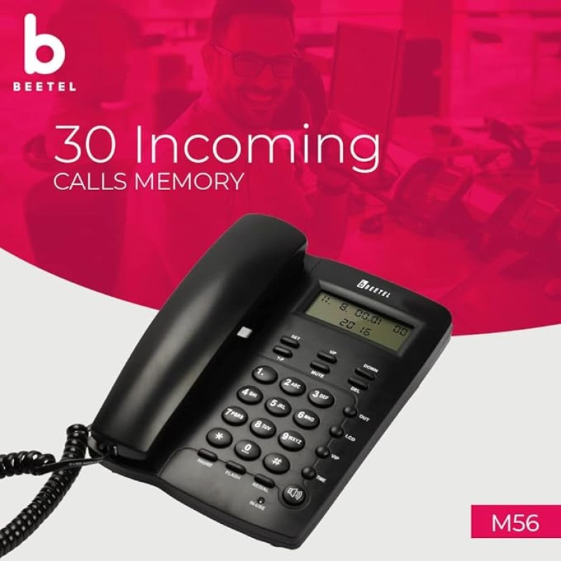 Beetel M56 Caller ID Corded Landline Phone with 16 Digit LCD Display & Adjustable Contrast,2Ways Speaker Phone, 30 Incoming and 5 Outgoing Memory, Solid Build Quality,Classic Design (Black)(M56) Beetel M56 Caller ID Corded Landline Phone with 16 Digit LCD Display & Adjustable Contrast,2Ways Speaker Phone, 30 Incoming and 5 Outgoing Memory, Solid Build Quality,Classic Design (Black)(M56)
