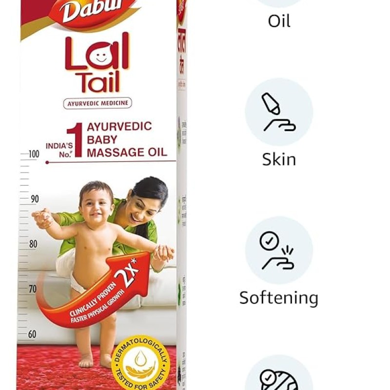 Dabur Lal Tail : Ayurvedic Baby Massage Oil 500Ml|Clinically Tested 2X Faster Physical Growth For Stronger Bones And Muscles Dabur Lal Tail : Ayurvedic Baby Massage Oil 500Ml|Clinically Tested 2X Faster Physical Growth For Stronger Bones And Muscles