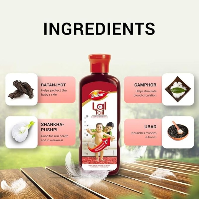Dabur Lal Tail : Ayurvedic Baby Massage Oil 500Ml|Clinically Tested 2X Faster Physical Growth For Stronger Bones And Muscles Dabur Lal Tail : Ayurvedic Baby Massage Oil 500Ml|Clinically Tested 2X Faster Physical Growth For Stronger Bones And Muscles