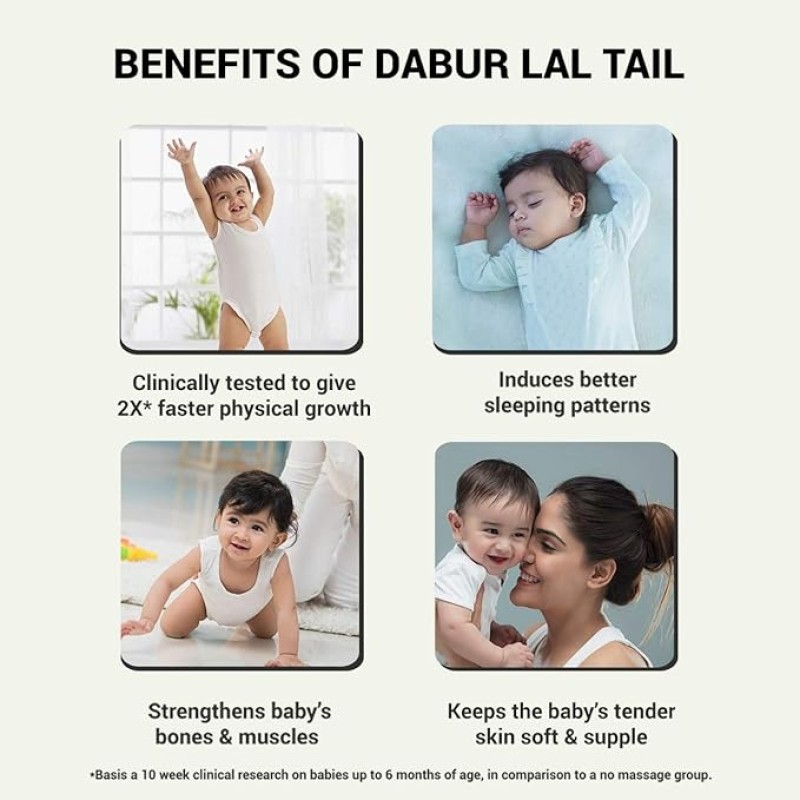 Dabur Lal Tail : Ayurvedic Baby Massage Oil 500Ml|Clinically Tested 2X Faster Physical Growth For Stronger Bones And Muscles Dabur Lal Tail : Ayurvedic Baby Massage Oil 500Ml|Clinically Tested 2X Faster Physical Growth For Stronger Bones And Muscles