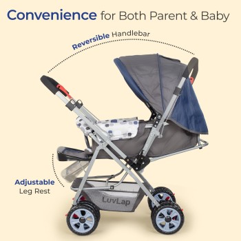 LuvLap Sunshine Baby Stroller/Pram for 0 to 3 Years, New Born/Toddler/Kid, 5 Point Safety Harness, Adjustable backrest, 360° Swivel Wheel, Large Storage Basket, Reversible Handlebar(Navy Blue) LuvLap Sunshine Baby Stroller/Pram for 0 to 3 Years, New Born/Toddler/Kid, 5 Point Safety Harness, Adjustable backrest, 360° Swivel Wheel, Large Storage Basket, Reversible Handlebar(Navy Blue)