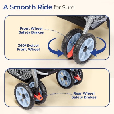 LuvLap Sunshine Baby Stroller/Pram for 0 to 3 Years, New Born/Toddler/Kid, 5 Point Safety Harness, Adjustable backrest, 360° Swivel Wheel, Large Storage Basket, Reversible Handlebar(Navy Blue) LuvLap Sunshine Baby Stroller/Pram for 0 to 3 Years, New Born/Toddler/Kid, 5 Point Safety Harness, Adjustable backrest, 360° Swivel Wheel, Large Storage Basket, Reversible Handlebar(Navy Blue)