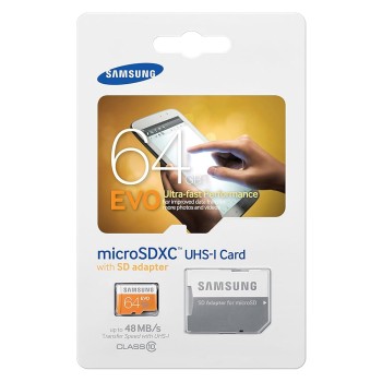 Samsung MB-MP64DAEU 64GB, MicroSDXC EVO"48 MB/s, Orange, White,