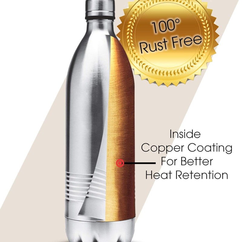 Milton Duo DLX 1000 Thermosteel 24 Hours Hot and Cold Water Bottle, 1 Litre, Silver Milton Duo DLX 1000 Thermosteel 24 Hours Hot and Cold Water Bottle, 1 Litre, Silver