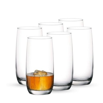 Ocean Ivory Hi Ball whiskey Glass Set, 370ml, Set of 6, Transparent
