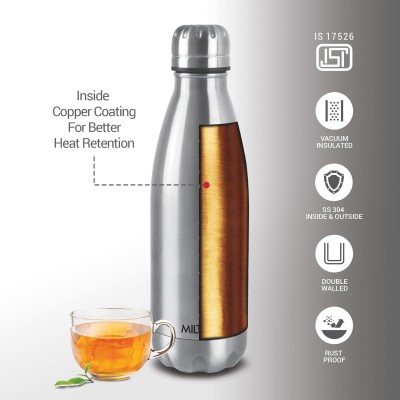 Duo DLX 500 Thermosteel Water Bottle 500 ml, 24 Hr Hot and Cold I Leak Proof Lid, ISI Certified I Vacuum Insulated I for Office, Gym, School I Silver Duo DLX 500 Thermosteel Water Bottle 500 ml, 24 Hr Hot and Cold I Leak Proof Lid, ISI Certified I Vacuum Insulated I for Office, Gym, School I Silver