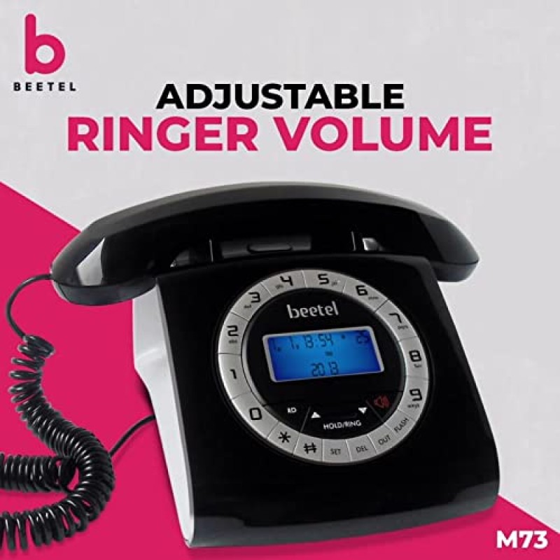 Beetel M73 Caller Id Corded Landline Phone with 16 Digit LCD Display, Retro Design, Alphanumeric Keypad, 2-Way Speaker Phone, Adjustable Ringer Volume (Black & White)(M73) Beetel M73 Caller Id Corded Landline Phone with 16 Digit LCD Display, Retro Design, Alphanumeric Keypad, 2-Way Speaker Phone, Adjustable Ringer Volume (Black & White)(M73)