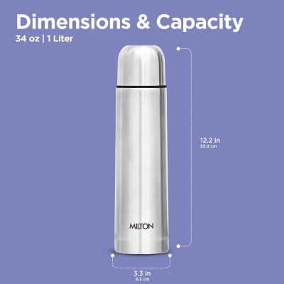 Milton Thermosteel Flip Lid Flask, 1000 milliliters, Silver Milton Thermosteel Flip Lid Flask, 1000 milliliters, Silver