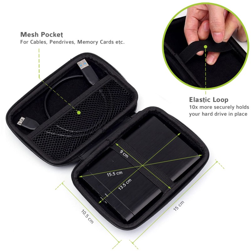 AirCase Rugged Hard Drive Case for 2.5-inch Western Digital, Seagate, Toshiba, Portable Storage Shell for Gadget Hard Disk USB Cable Power Bank Mobile Charger Earphone, Waterproof (Grey) AirCase Rugged Hard Drive Case for 2.5-inch Western Digital, Seagate, Toshiba, Portable Storage Shell for Gadget Hard Disk USB Cable Power Bank Mobile Charger Earphone, Waterproof (Grey)