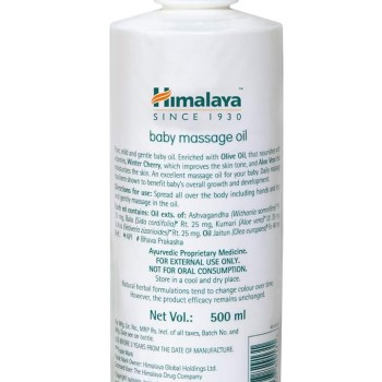Himalaya Baby Massage Oil – 500ml for strong bones & muscles | with Vitamin E | No. 1 Doctor Prescribed