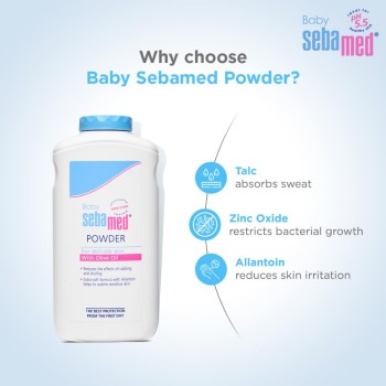 Sebamed Baby Powder 200 Gm| Olive Oil, Allantoin|Keeps Newborn S Skin Fresh|Absorbs Sweat|..