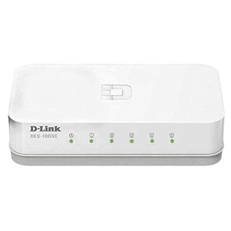 D-Link DES-1005C 5-Port 10/100 Mbps Unmanaged Switch, white D-Link DES-1005C 5-Port 10/100 Mbps Unmanaged Switch, white