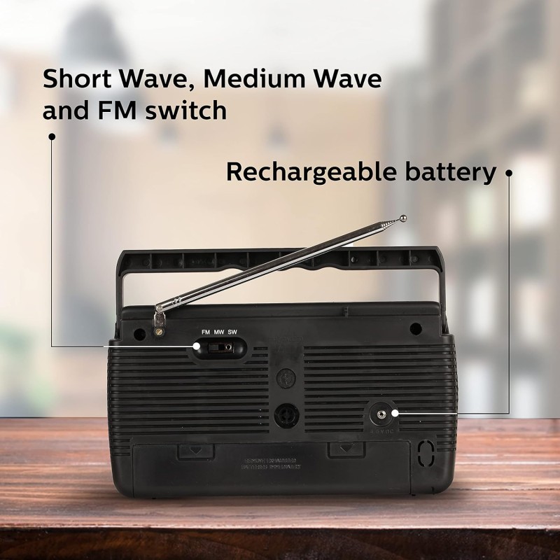 Philips Radio DL225/94 with MW/SW/FM Bands,450mW RMS Sound output Battery:3xR20 battery and 4.5V DC Socket1 Philips Radio DL225/94 with MW/SW/FM Bands,450mW RMS Sound output Battery:3xR20 battery and 4.5V DC Socket1
