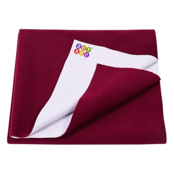 BeyBee Waterproof Quick Dry Sheet for Baby| Bed Pad Anti-Piling Fleece Extra Absorbent Washable Matress Protector| Baby Bed Protector Sheet for Toddler Children, X-Large Size, 200 x 140cm, Maroon