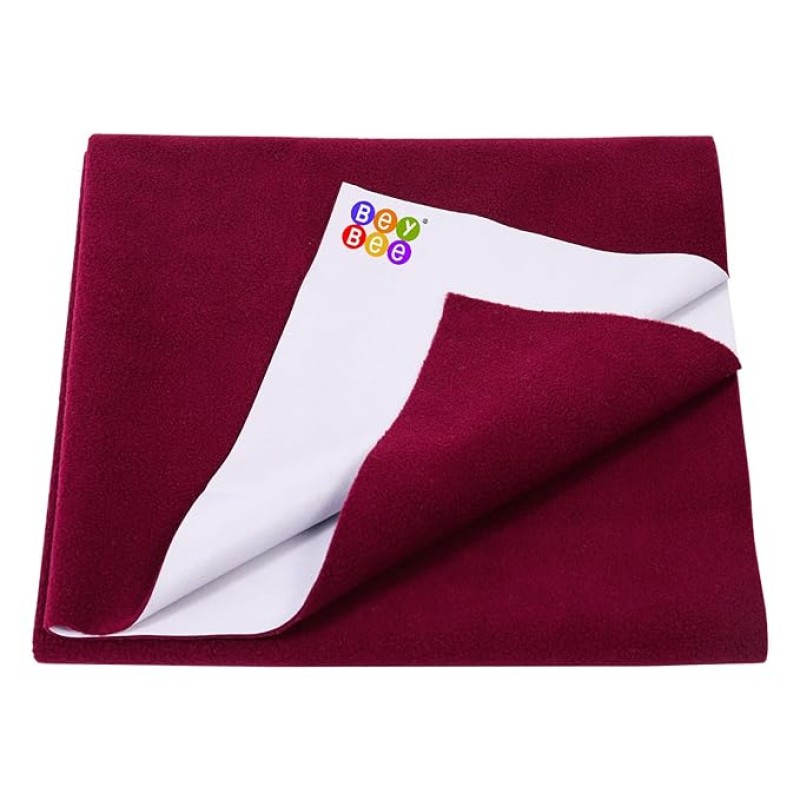 BeyBee Waterproof Quick Dry Sheet for Baby| Bed Pad Anti-Piling Fleece Extra Absorbent Washable Matress Protector| Baby Bed Protector Sheet for Toddler Children, X-Large Size, 200 x 140cm, Maroon BeyBee Waterproof Quick Dry Sheet for Baby| Bed Pad Anti-Piling Fleece Extra Absorbent Washable Matress Protector| Baby Bed Protector Sheet for Toddler Children, X-Large Size, 200 x 140cm, Maroon