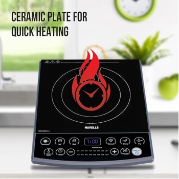Havells Induction Cooktop (Electric Stove) Et-X Ceramic Plate |1900W | Indian Menu Option | Voltage Surge Protector | Auto Shutoff | Over Heat Protection | 2 Years Coil Manufacturing Warranty (Gray) Havells Induction Cooktop (Electric Stove) Et-X Ceramic Plate |1900W | Indian Menu Option | Voltage Surge Protector | Auto Shutoff | Over Heat Protection | 2 Years Coil Manufacturing Warranty (Gray)