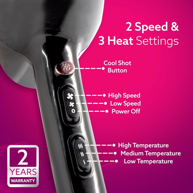 AGARO HD-1150 2000 Watts Professional Hair Dryer with Concentrator, Diffuser & Cool Shot Button- Black AGARO HD-1150 2000 Watts Professional Hair Dryer with Concentrator, Diffuser & Cool Shot Button- Black