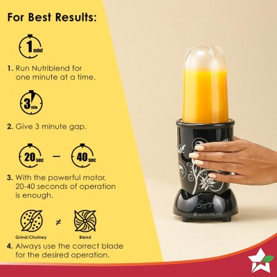 Wonderchef Nutri-blend 500W Juicer Mixer Grinder | Smoothie Maker Blender | 22,000 RPM Full Copper Motor | 2 Unbreakable Jars | Free Recipe Book by Chef Sanjeev Kapoor | 2 Year Warranty | Black Wonderchef Nutri-blend 500W Juicer Mixer Grinder | Smoothie Maker Blender | 22,000 RPM Full Copper Motor | 2 Unbreakable Jars | Free Recipe Book by Chef Sanjeev Kapoor | 2 Year Warranty | Black