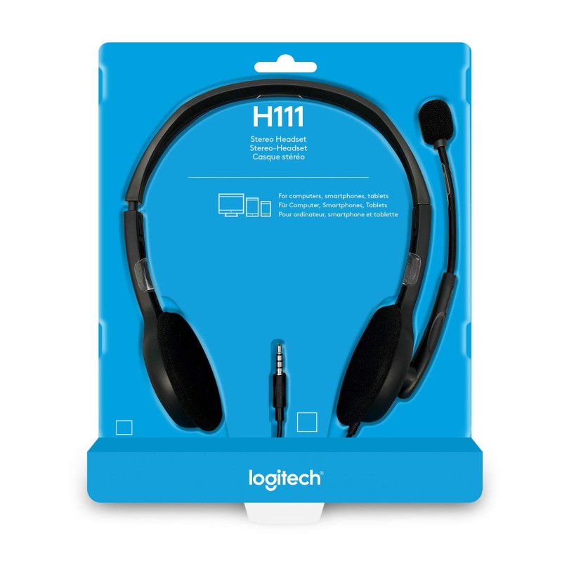 Logitech H111 Wired On Ear Headphones With Mic Black Logitech H111 Wired On Ear Headphones With Mic Black