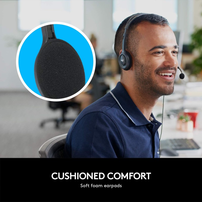 Logitech H111 Wired On Ear Headphones With Mic Black Logitech H111 Wired On Ear Headphones With Mic Black