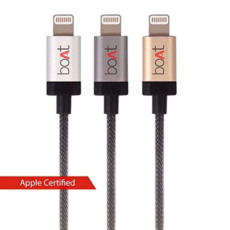 BoAt LTG 500 Apple MFI Certified for iPhone, iPad and iPod 2Mtr Data Cable(Metallic Silver) BoAt LTG 500 Apple MFI Certified for iPhone, iPad and iPod 2Mtr Data Cable(Metallic Silver)
