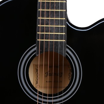 Juârez Acoustic Guitar, 38 Inch Cutaway, 038C with Bag, Strings, Pick and Strap, Black Juârez Acoustic Guitar, 38 Inch Cutaway, 038C with Bag, Strings, Pick and Strap, Black