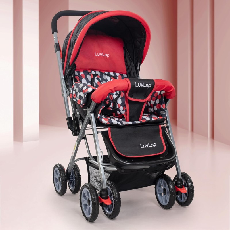 LuvLap Sunshine Baby Stroller/Pram for 0 to 3 Years, New Born/Toddler/Kid, 5 Point Safety Harness, Adjustable backrest, 360� Swivel Wheel, Large Storage Basket, Reversible Handlebar (Red) LuvLap Sunshine Baby Stroller/Pram for 0 to 3 Years, New Born/Toddler/Kid, 5 Point Safety Harness, Adjustable backrest, 360� Swivel Wheel, Large Storage Basket, Reversible Handlebar (Red)