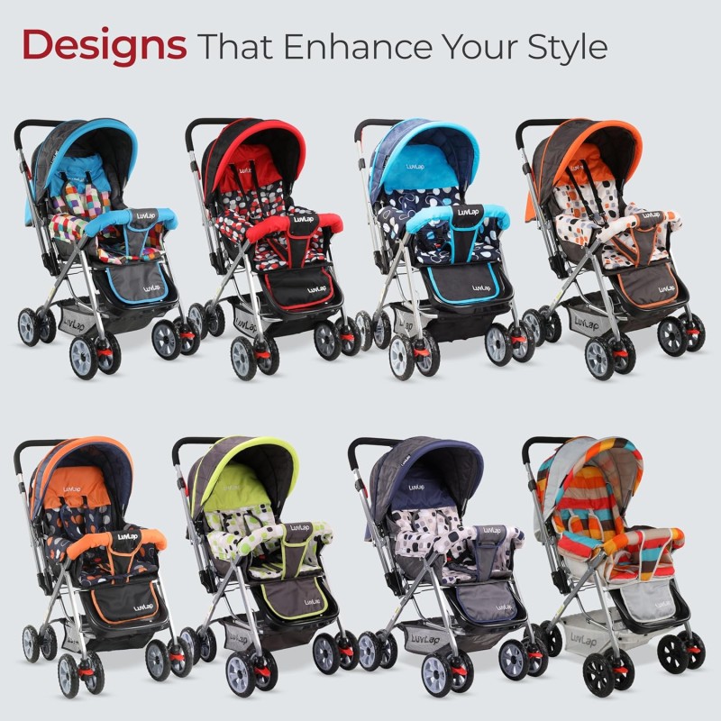 LuvLap Sunshine Baby Stroller/Pram for 0 to 3 Years, New Born/Toddler/Kid, 5 Point Safety Harness, Adjustable backrest, 360� Swivel Wheel, Large Storage Basket, Reversible Handlebar (Red) LuvLap Sunshine Baby Stroller/Pram for 0 to 3 Years, New Born/Toddler/Kid, 5 Point Safety Harness, Adjustable backrest, 360� Swivel Wheel, Large Storage Basket, Reversible Handlebar (Red)