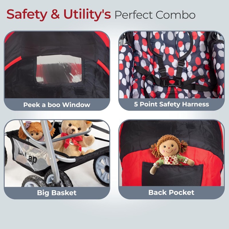LuvLap Sunshine Baby Stroller/Pram for 0 to 3 Years, New Born/Toddler/Kid, 5 Point Safety Harness, Adjustable backrest, 360� Swivel Wheel, Large Storage Basket, Reversible Handlebar (Red) LuvLap Sunshine Baby Stroller/Pram for 0 to 3 Years, New Born/Toddler/Kid, 5 Point Safety Harness, Adjustable backrest, 360� Swivel Wheel, Large Storage Basket, Reversible Handlebar (Red)