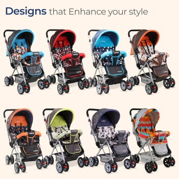 LuvLap Sunshine Baby Stroller/Pram for 0 to 3 Years, New Born/Toddler/Kid, 5 Point Safety Harness, Adjustable backrest, 360° Swivel Wheel, Large Storage Basket, Reversible Handlebar (Blue) LuvLap Sunshine Baby Stroller/Pram for 0 to 3 Years, New Born/Toddler/Kid, 5 Point Safety Harness, Adjustable backrest, 360° Swivel Wheel, Large Storage Basket, Reversible Handlebar (Blue)