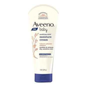 Aveeno Baby Soothing Relief Moisture Cream 227g | 24-Hour Protection for Dry, Itchy or Sensitive Skin | Natural oat extract | Fragrance-free, paraben-free, Hypoallergenic | US #1 Pediatrician recommended