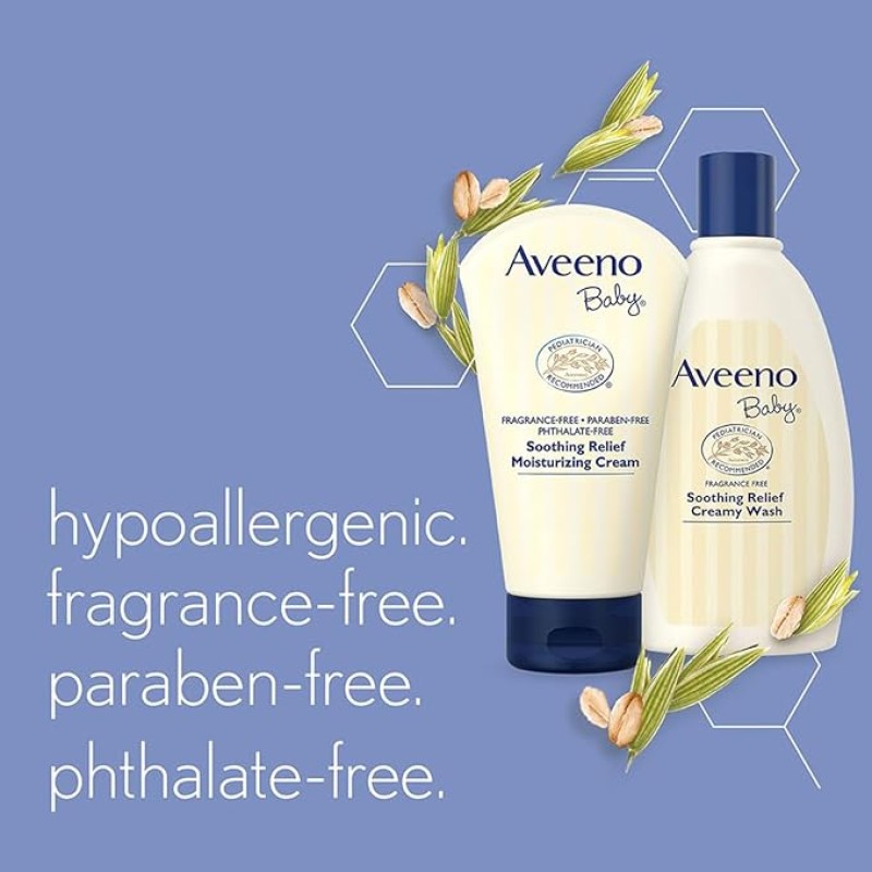 Aveeno Baby Soothing Relief Moisture Cream 227g | 24-Hour Protection for Dry, Itchy or Sensitive Skin | Natural oat extract | Fragrance-free, paraben-free, Hypoallergenic | US #1 Pediatrician recommended Aveeno Baby Soothing Relief Moisture Cream 227g | 24-Hour Protection for Dry, Itchy or Sensitive Skin | Natural oat extract | Fragrance-free, paraben-free, Hypoallergenic | US #1 Pediatrician recommended