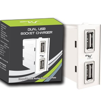 Wayona 18W Dual USB Socket Fast Charger Compatible with Anchor Roma Switch Plate - White Wayona 18W Dual USB Socket Fast Charger Compatible with Anchor Roma Switch Plate - White
