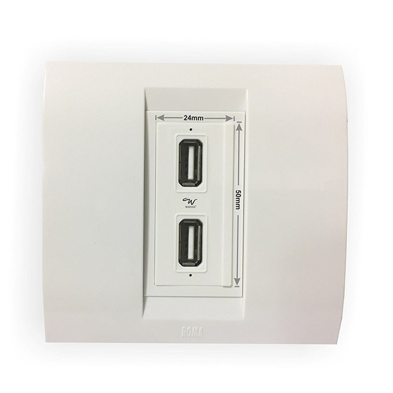 Wayona 18W Dual USB Socket Fast Charger Compatible with Anchor Roma Switch Plate - White
