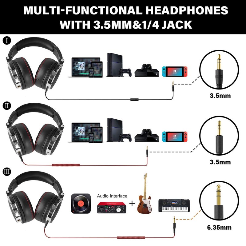 OneOdio Over Ear Headphones Studio Wired Bass Headsets with 50mm Driver, Foldable Lightweight Headphones with Shareport and Mic for DJ Monitoring Mixing Guitar PC TV (Pro-50) OneOdio Over Ear Headphones Studio Wired Bass Headsets with 50mm Driver, Foldable Lightweight Headphones with Shareport and Mic for DJ Monitoring Mixing Guitar PC TV (Pro-50)